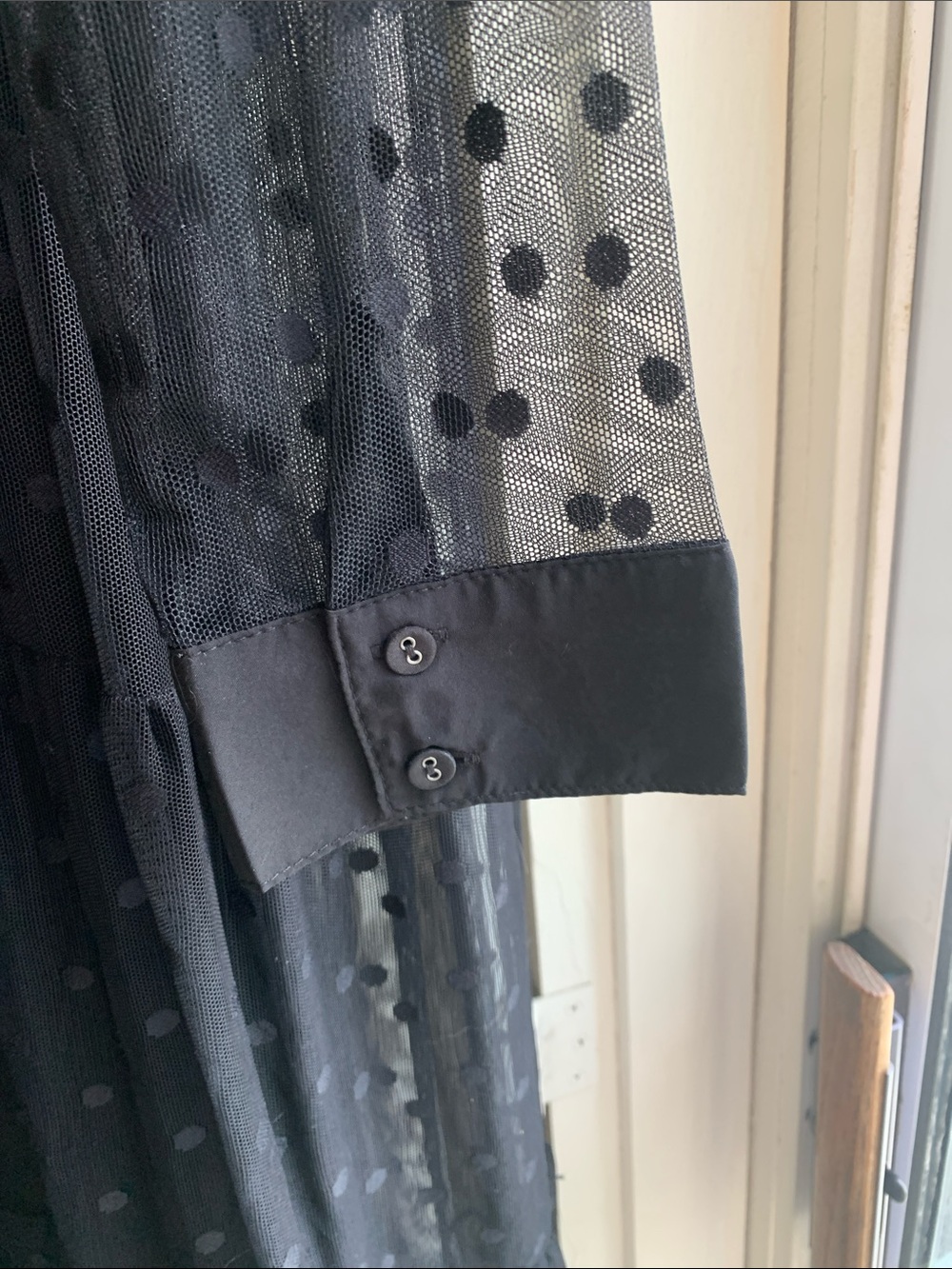 Johnny Was Black Sheer Polka Dot Maxi Dress - Picture 8 of 8